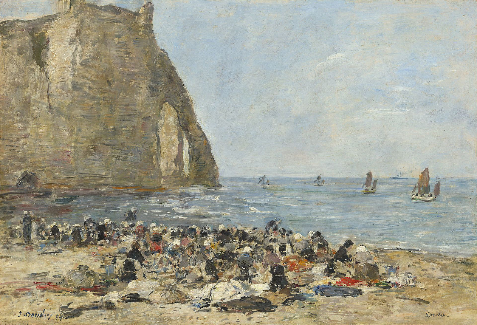 Lavendieres on the beach of Etretat by Eugene Boudin painted 1894, National Gallery of Art Washington