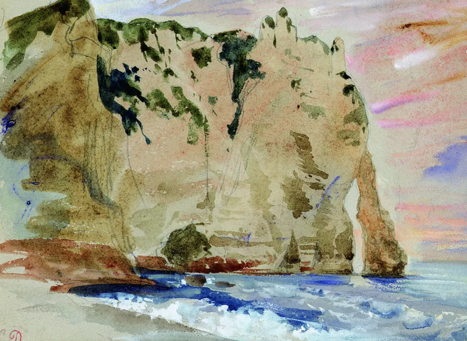 Falaise d'Aval Etretat by Eugene Delacroix painted 1838, Musée de Montmartre Paris