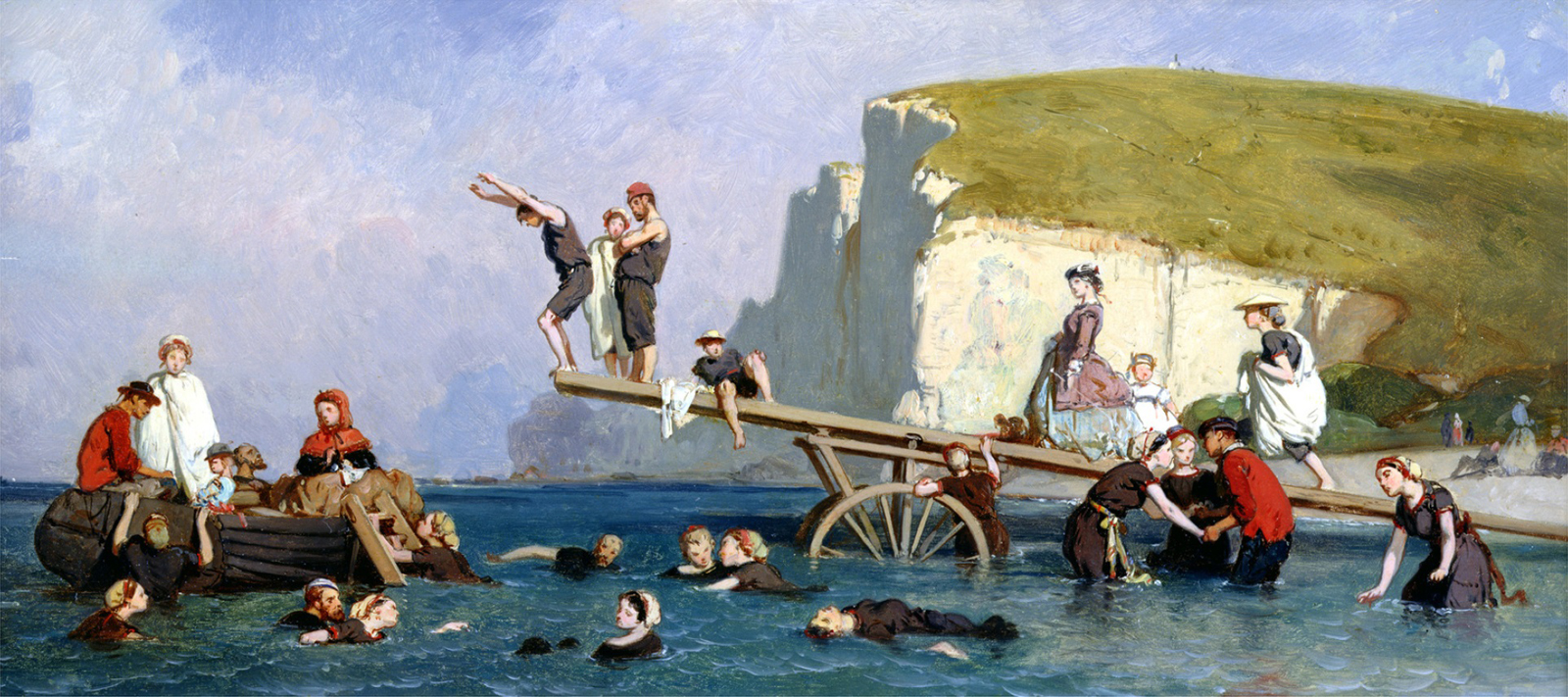 Bathing in Etretat by Eugene Le Pottevin 1860